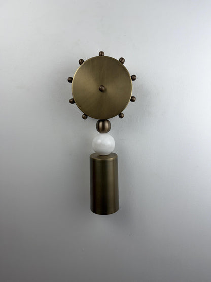 Handmade Brass Cylinder Wall Sconce with Alabaster | Italian Wall Light