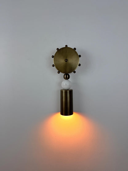 Handmade Brass Cylinder Wall Sconce with Alabaster | Italian Wall Light