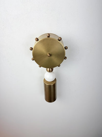 Handmade Brass Cylinder Wall Sconce with Alabaster | Italian Wall Light