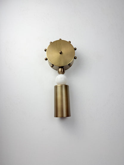 Handmade Brass Cylinder Wall Sconce with Alabaster | Italian Wall Light