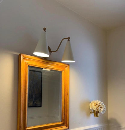 Double Cone Wall Light With Handcrafted Brass Finish | Frost Lights
