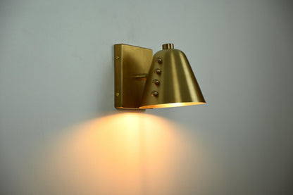Handcrafted Bold Brass Cone Wall Sconce Raw Brass Finish | Frost Lights