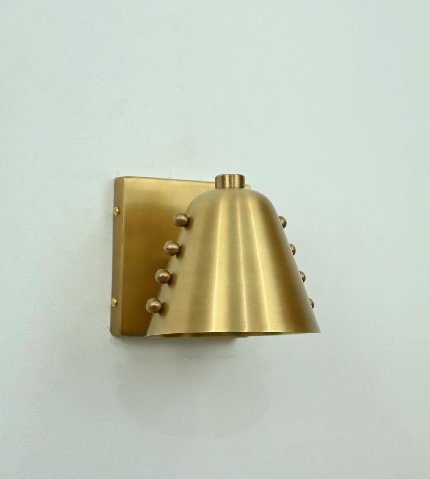 Handcrafted Bold Brass Cone Wall Sconce – Mid-Century Raw Accent Lamp