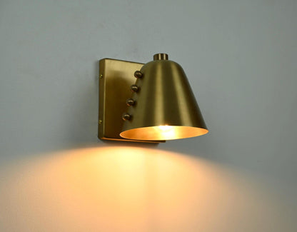 Handmade Brass Cone Wall Light with Rivet Detailing | Frost Lights