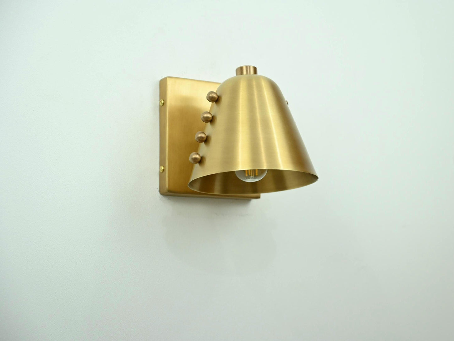 Handcrafted Bold Brass Cone Wall Sconce – Mid-Century Raw Accent Lamp
