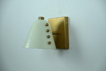 Mid Century Ivory Cone Brass Wall Lamp For Modern Bedroom | Frost Lights