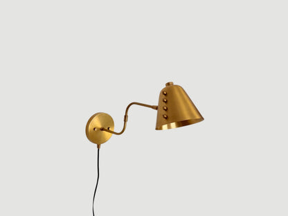 Handmade Brass Swing Arm Wall Sconce | Adjustable Cone Wall Lamp