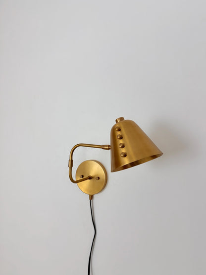 Handmade Brass Swing Arm Wall Sconce | Adjustable Cone Wall Lamp