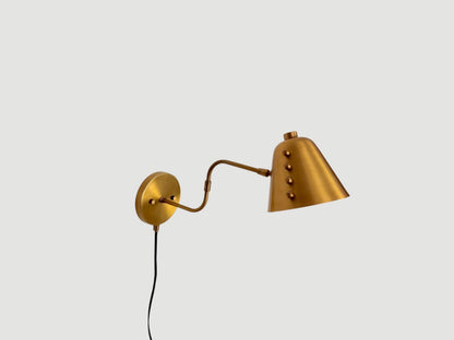 Handmade Brass Swing Arm Wall Sconce | Adjustable Cone Wall Lamp