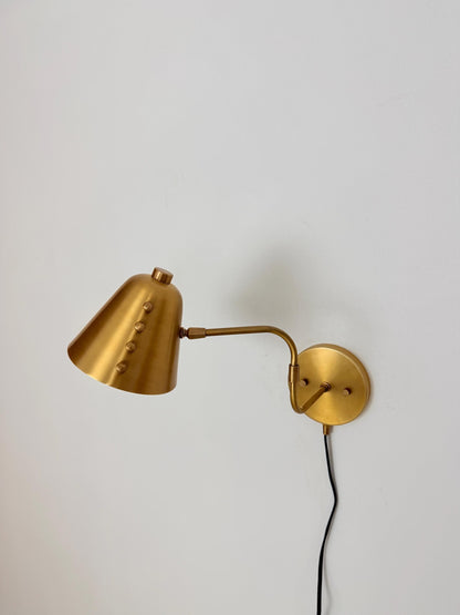 Handmade Brass Swing Arm Wall Sconce | Adjustable Cone Wall Lamp