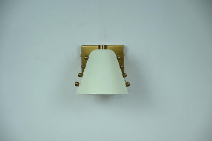 Handcrafted Ivory Cone Brass Wall Sconce With Rivet Details | Frost Lights