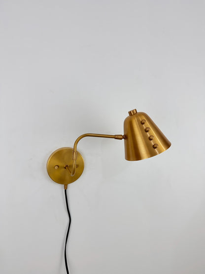 Handmade Brass Swing Arm Wall Sconce | Adjustable Cone Wall Lamp