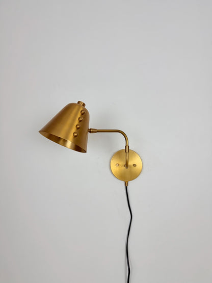Handmade Brass Swing Arm Wall Sconce | Adjustable Cone Wall Lamp