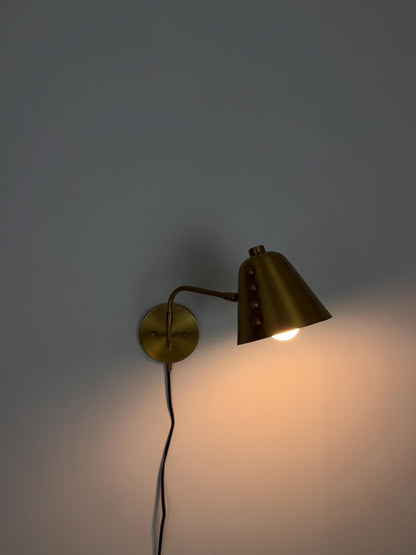 Handmade Brass Swing Arm Wall Sconce | Adjustable Cone Wall Lamp