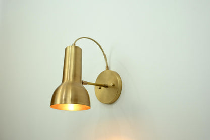 Modern Brass Gooseneck Wall Sconce – Adjustable Mid Century Reading Lamp - optimized image