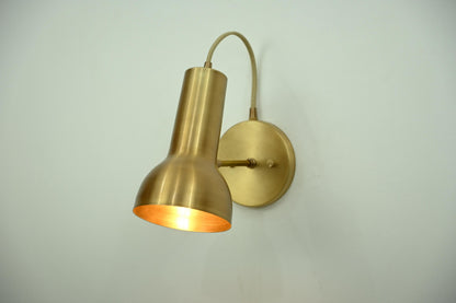 Modern Brass Gooseneck Wall Sconce – Adjustable Mid Century Reading Lamp - optimized image