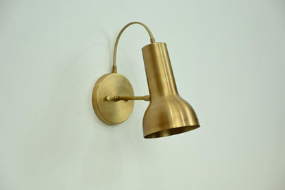 Modern Brass Gooseneck Wall Sconce – Adjustable Mid Century Reading Lamp - optimized image