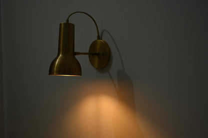 Modern Brass Gooseneck Wall Sconce – Adjustable Mid Century Reading Lamp - optimized image