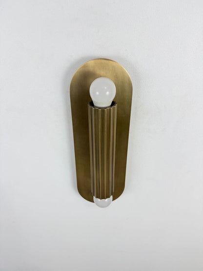 Modern Fluted Brass Wall Sconce | Mid Century Handmade Lamp | Luxury Vanity Light - optimized image