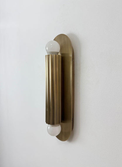 Modern Fluted Brass Wall Sconce | Mid Century Handmade Lamp | Luxury Vanity Light - optimized image
