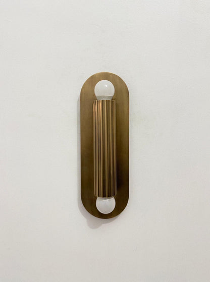 Modern Fluted Brass Wall Sconce | Mid Century Handmade Lamp | Luxury Vanity Light -  - Frost Lightsimage