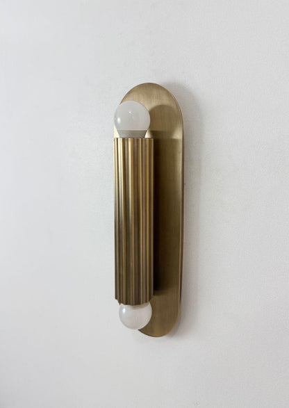 Modern Fluted Brass Wall Sconce | Mid Century Handmade Lamp | Luxury Vanity Light - optimized image