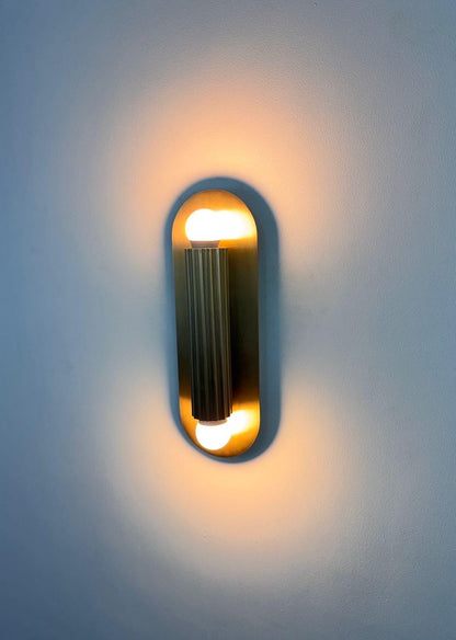 Modern Fluted Brass Wall Sconce | Mid Century Handmade Lamp | Luxury Vanity Light - optimized image
