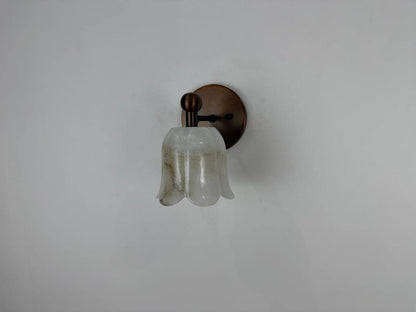 Handmade Alabaster Stone Wall Sconce | Organic Brass Contemporary Light - optimized image