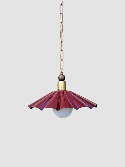 Handmade Scalloped Pendant Light – Modern Pleated Hanging Wine Lamp - optimized image