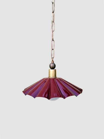 Handmade Scalloped Pendant Light – Modern Pleated Hanging Wine Lamp - optimized image