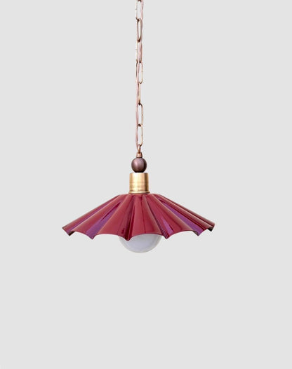 Handmade Scalloped Pendant Light – Modern Pleated Hanging Wine Lamp - optimized image