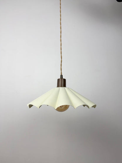 Handmade Scalloped Pendant Light – Modern Pleated Hanging Ivory Lamp - optimized image