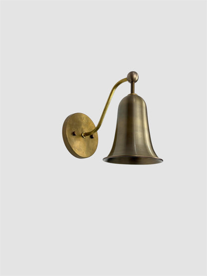 Handmade Solid Brass Bell Wall Sconce, Antique Finish, Mid Century Modern Bedside Lamp - optimized image