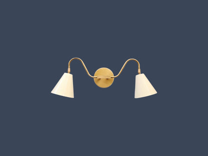Solid Brass Wall Light with Cream Shades | Frost Lights