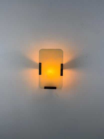 Natural Onyx Rectangular Wall Sconce - 10" x 6" - E12/E14 Compatible - optimized image