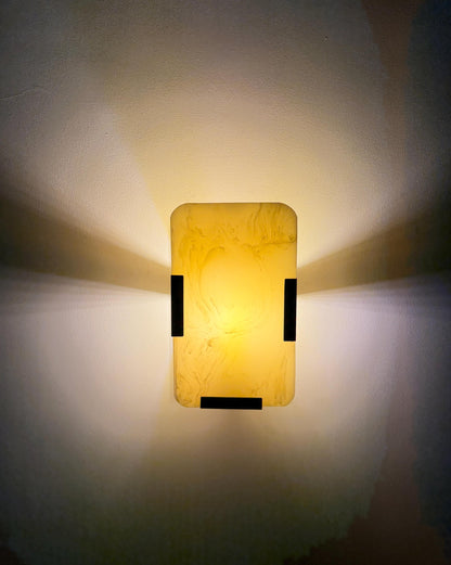 Natural Onyx Rectangular Wall Sconce - 10" x 6" - E12/E14 Compatible - optimized image