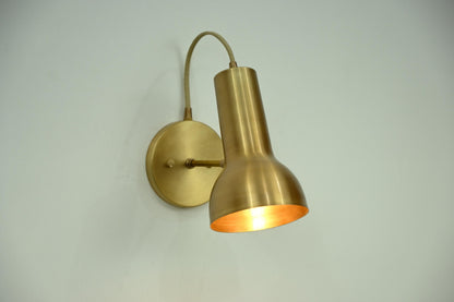 Modern Brass Gooseneck Wall Sconce – Adjustable Mid Century Reading Lamp - optimized image