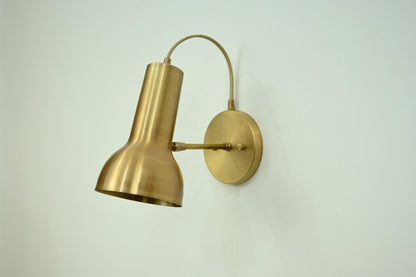 Modern Brass Gooseneck Wall Sconce – Adjustable Mid Century Reading Lamp - optimized image