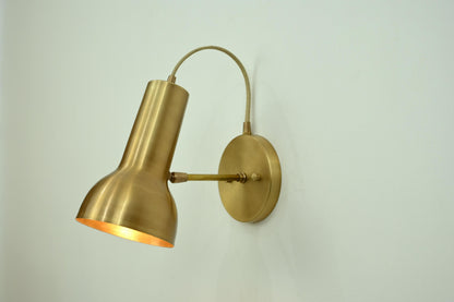 Modern Brass Gooseneck Wall Sconce – Adjustable Mid Century Reading Lamp - optimized image
