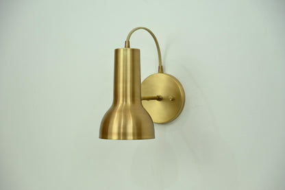 Modern Brass Gooseneck Wall Sconce – Adjustable Mid Century Reading Lamp - optimized image