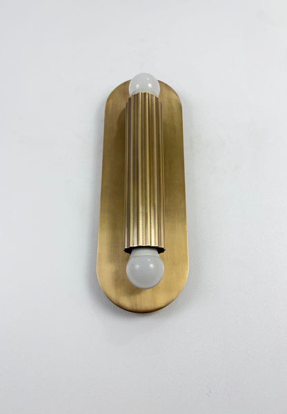 Modern Fluted Brass Wall Sconce | Mid Century Handmade Lamp | Luxury Vanity Light - optimized image
