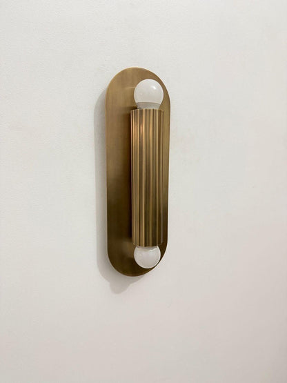 Modern Fluted Brass Wall Sconce | Mid Century Handmade Lamp | Luxury Vanity Light - optimized image