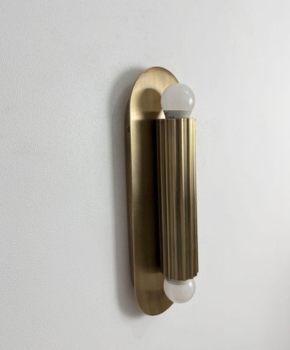 Modern Fluted Brass Wall Sconce | Mid Century Handmade Lamp | Luxury Vanity Light - optimized image
