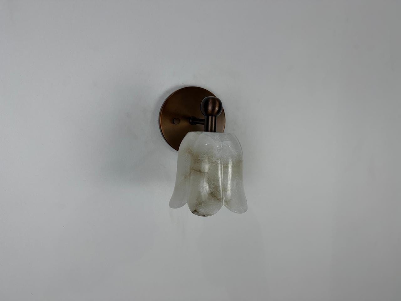 Handmade Alabaster Stone Wall Sconce | Organic Brass Contemporary Light