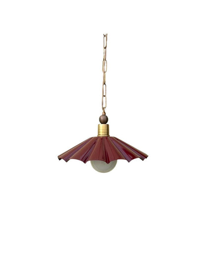 Handmade Scalloped Pendant Light – Modern Pleated Hanging Wine Lamp - optimized image