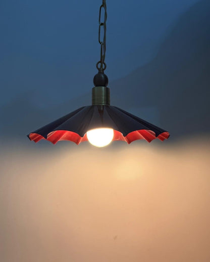 Handmade Scalloped Pendant Light – Modern Pleated Hanging Wine Lamp - optimized image