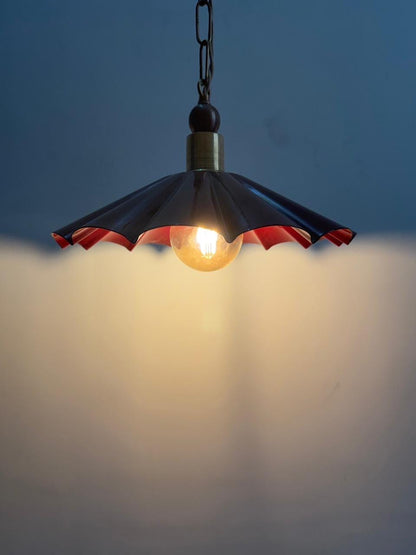 Handmade Scalloped Pendant Light – Modern Pleated Hanging Wine Lamp - optimized image