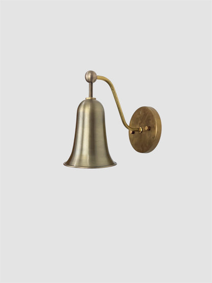 Handmade Solid Brass Bell Wall Sconce, Antique Finish, Mid Century Modern Bedside Lamp - optimized image
