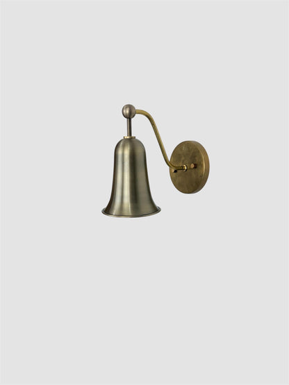 Handmade Solid Brass Bell Wall Sconce, Antique Finish, Mid Century Modern Bedside Lamp - optimized image