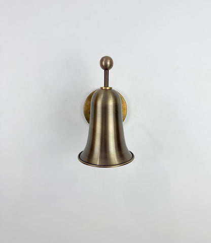 Handmade Solid Brass Bell Wall Sconce, Antique Finish, Mid Century Modern Bedside Lamp - optimized image